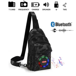 Outdoor Mountaineering Leisure Speakers Chest Bag Waterproof Bluetooth 5.3 10W Subwoofer Crossbody Bag with Built-in Battery for Park Outings