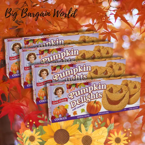 Little Debbie Pumpkin Delights 4 Pack Box 8 Cookies Sweet Biscuit Snack Seasonal Favorite Classic Taste Experience Dessert