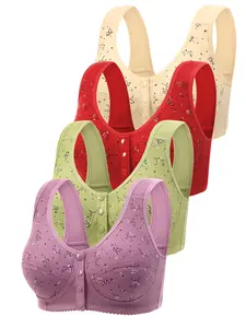 Women's Floral Print Wireless Front Closure Bra, All-Day Comfort Lace Design, Perfect for Daily Wear, Ladies Fashion Underwear