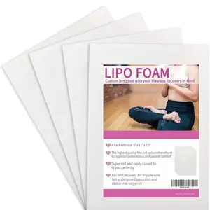 Lipo Foam Pads for Post Surgery, Bbl Foam Boards after Lipo,Help Out When Using Ab Board Compression Garments Tummy Tuck, 4 Pack Liposuction Surgery Foam Sheet for Recovery 8" X 11