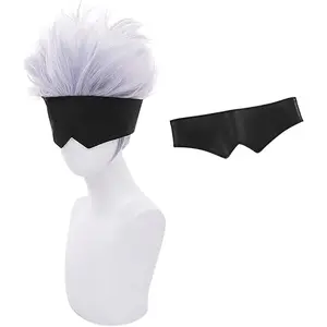 Anime Wig Cosplay Silver White Hair Replacement Wigs for Adult Party Halloween Christmas (Grey 1#)