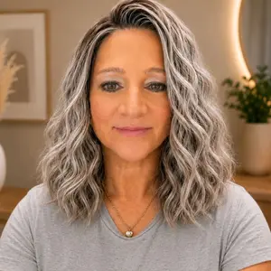 Watered Souls Salt and Pepper 16" Premium Synthetic wig, 13x4 Lace, 120 Density, 350⁰ Heat Tolerance. Natural Look