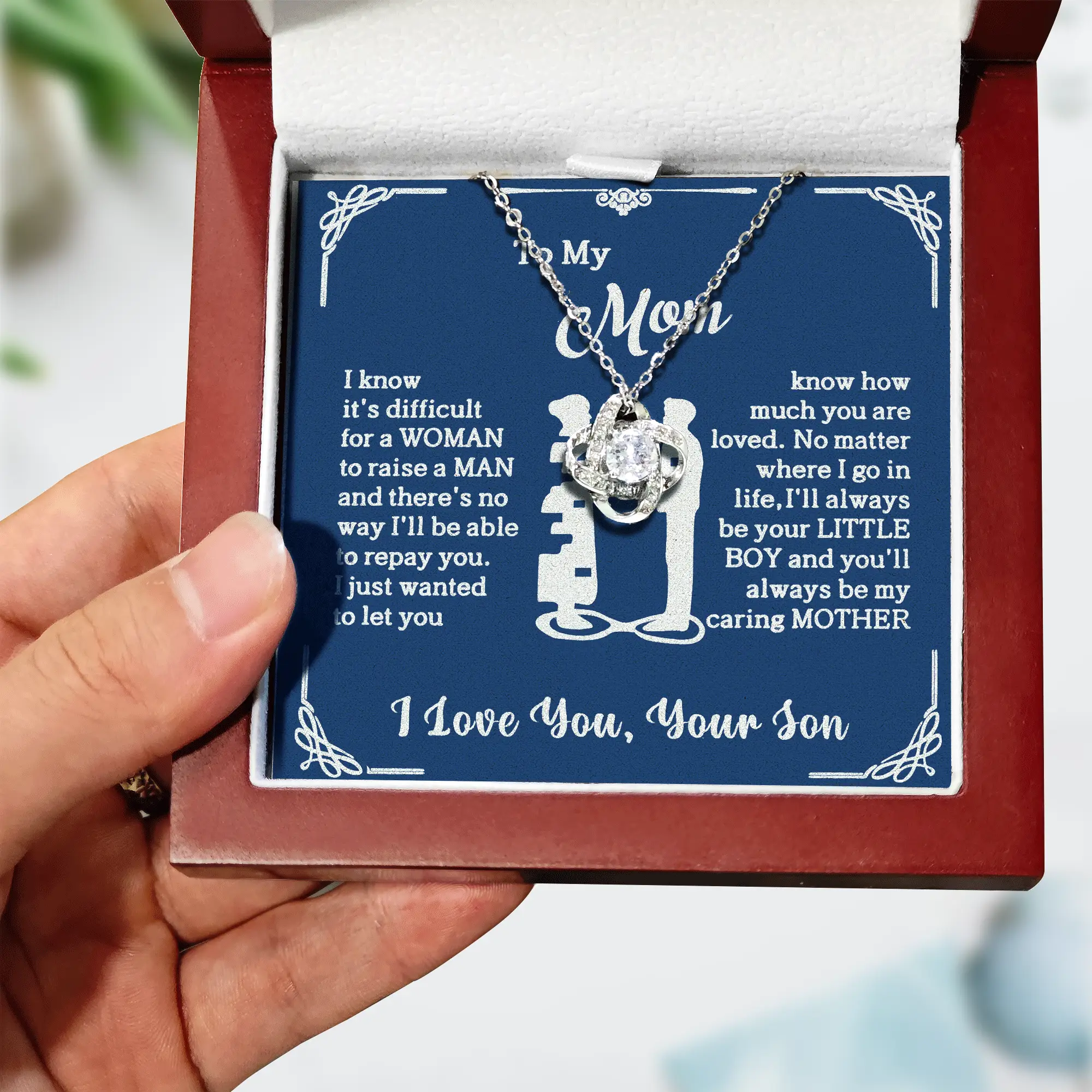 【T】Love pendant necklace, a Mother's Day gift for mom, a necklace for mom from son or daughter, a holiday gift or a memorial gift