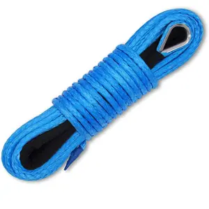 Ucreative 1/4 Inch X 50 Feet 10,000Lbs Synthetic Winch Line Cable Rope with Black Protecing Sleeve for ATV UTV (Blue) Ucreative