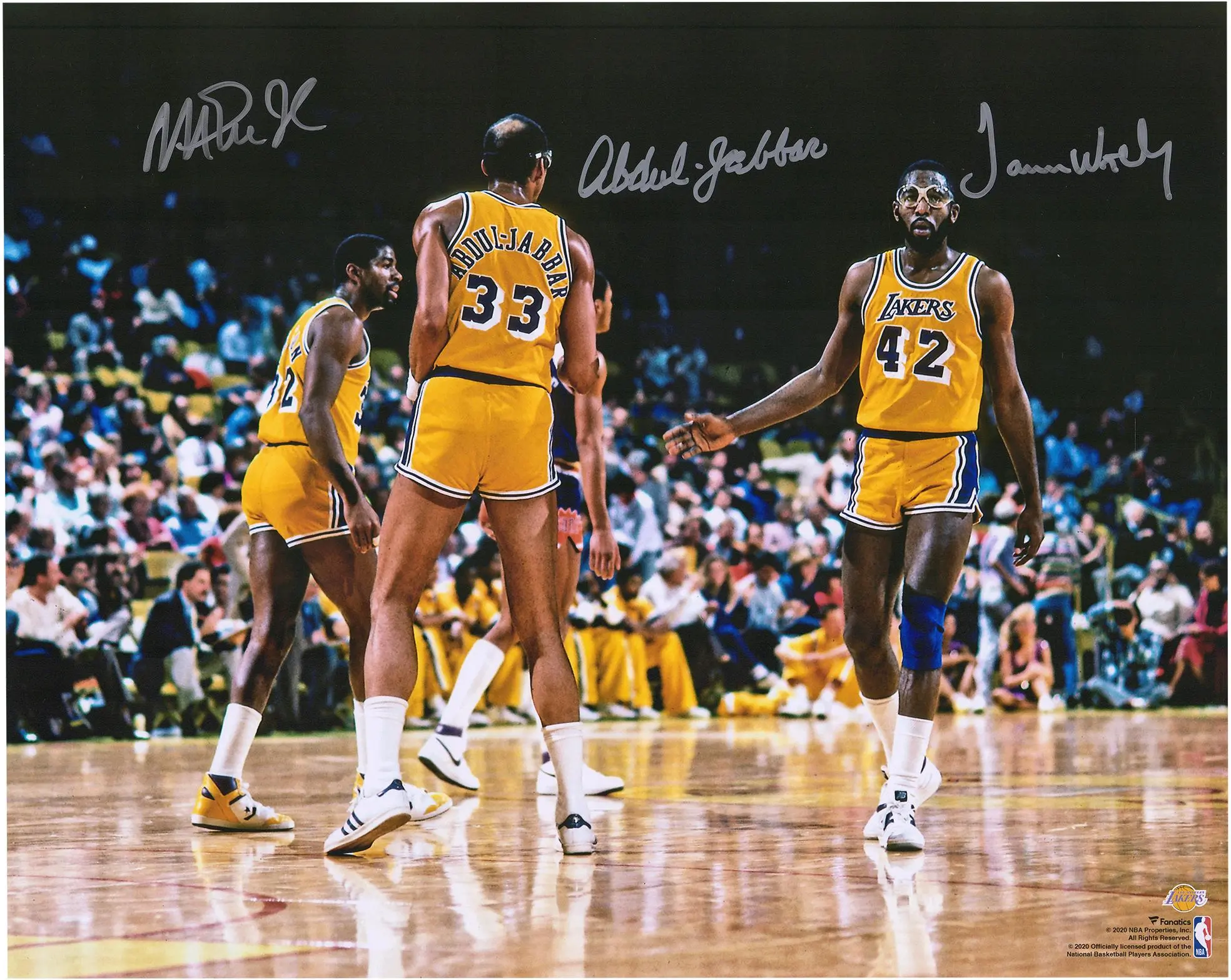 Kareem Abdul-Jabbar, Magic Johnson and James Worthy Los Angeles Lakers Autographed 16" x 20" Photograph - Fanatics Authentic Certified