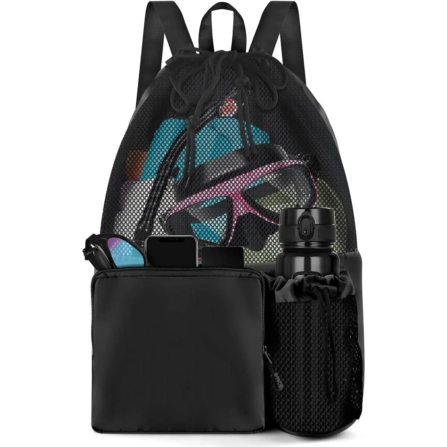 Swim Bag Beach Backpack with Wet Pocket Mesh Drawstring Bags for Swimming, Gym Swim Bag Beach Backpack with Wet Pocket Mesh Drawstring Bags for Swimming, Gym