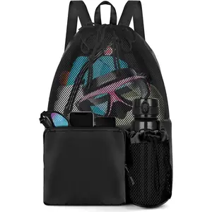 Swim Bag Beach Backpack with Wet Pocket Mesh Drawstring Bags for Swimming, Gym