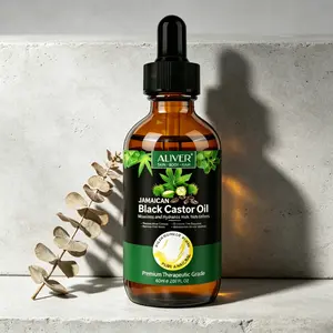 ALIVER Jamaican Black Castor Oil (60ml) - Pure Cold-Pressed Hair & Scalp Oil for Fuller Hair, Vegan Formula for Eyebrow, Eyelash & Nail Care