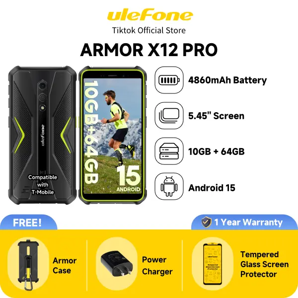 Ulefone Armor X12 Pro/Armor X12 Long Battery Rugged Phone, 5500mAh Big Battery, IP68 Waterproof, 4G Unlocked, 6.5" Screen, Durable for Hiking/Camping/Outdoor/Construction Work
