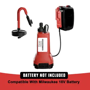 Mellif Cordless Submersible Water Pump Compatible with Milwaukee 18V Battery(Tool Only), 475GPH Portable Electric Transfer Pump, Thermoplastic Backup Utility Pump for Pond Tank Barrel Pool Basement Garden Flood Pump