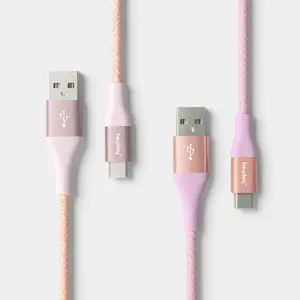10ft USB-A to USB-C Braided Cable 2pk - heyday Bright Lilac Cosmetic Pink
