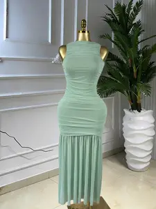 PULKRITU Elegant Women Slim A-Line Ruffled Hem Midi Formal Prom Dress, Birthday Evening Party Outfit Club Cocktail Gown, Female Fashion Music Festival Dress,Sexy Lady Beach Skirt, Formal Wear