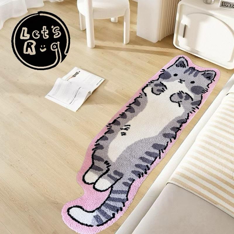 Cute Cat Tufted Animal Print Runner Rug - 20"x60" Non-Slip Soft Polyester Whimsical Home Decor, for Living Room Rugs, Cool Room Accessories, Room Decor, Rugs For Living Room