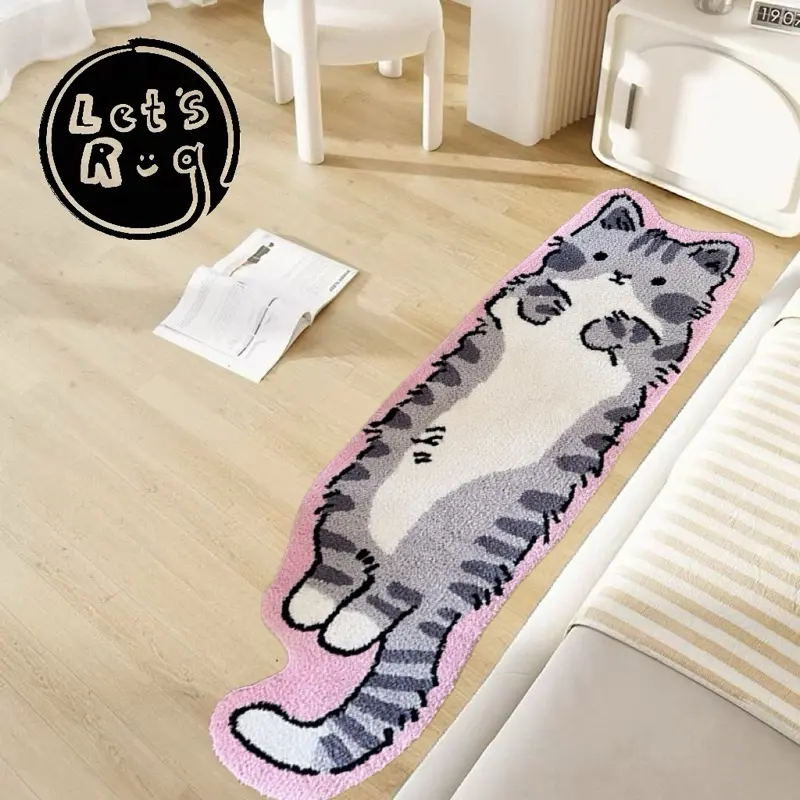 Let's Rug Cute Cat Tufted Rug 20"x60" Non-Slip Soft Polyester Animal Pattern Bedrooms & Living Rooms Fun Cat Design Runner Carpets Indoor Decor