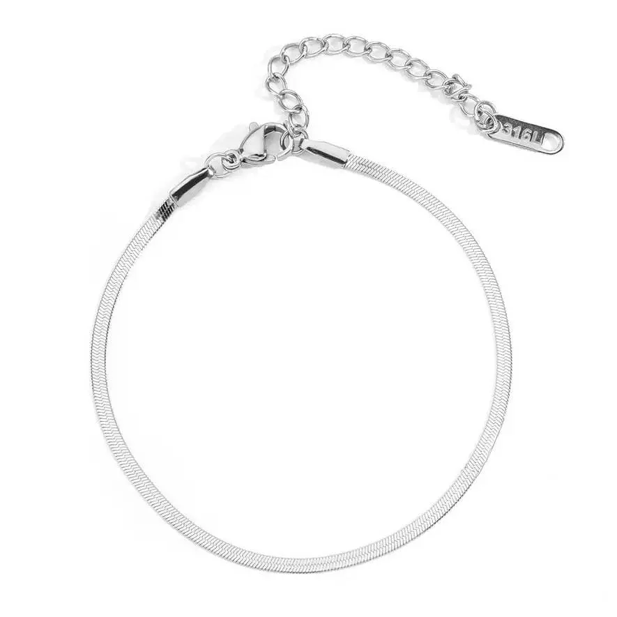 Silver Herringbone Bracelet-Waterproof