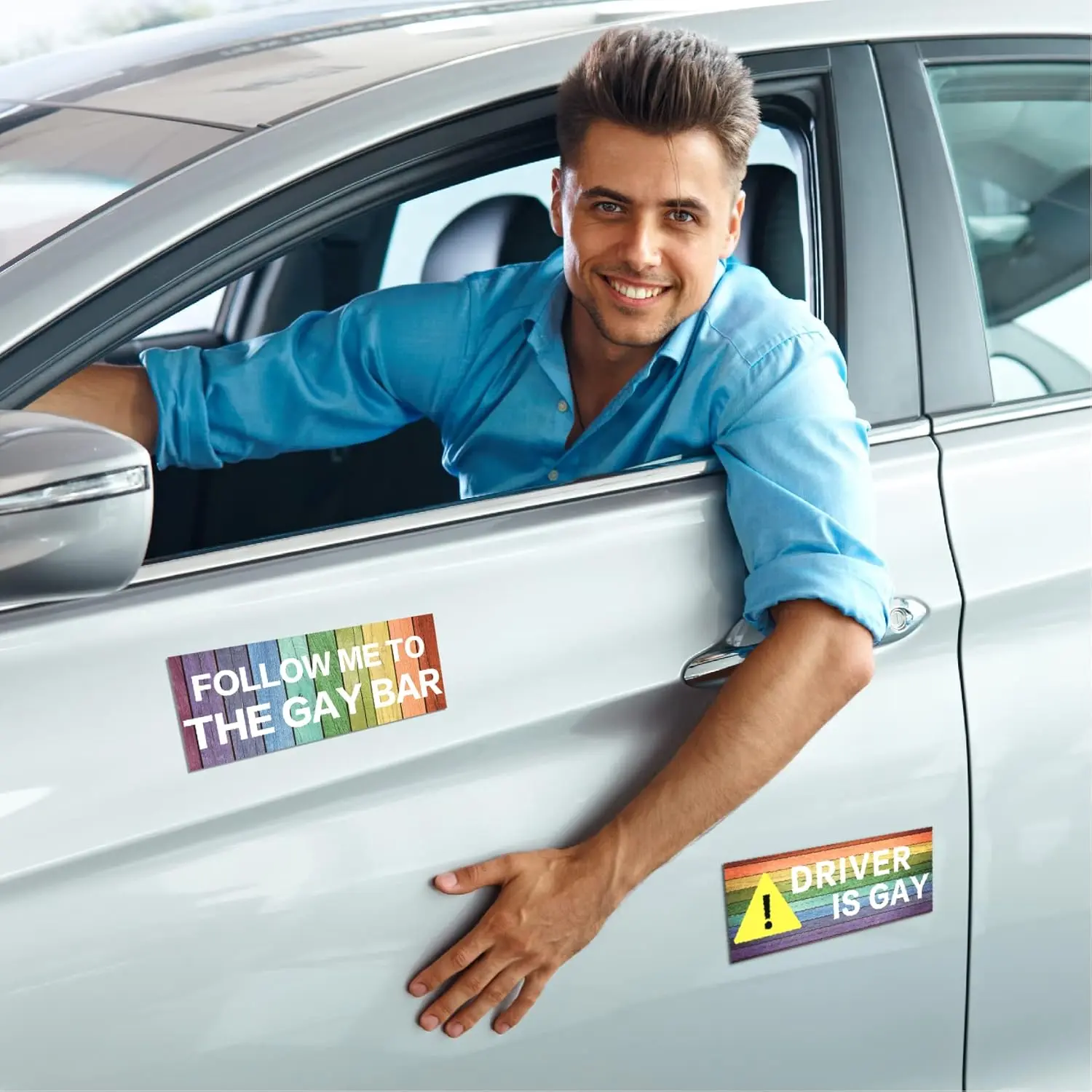 10PCS Pride Funny Car Magnet, Rainbow Pride Prank Magnetic Bumper Sticker for Adult Waterproof Magnetic Car Stickers for Vehicles and Trucks Reusable Magnet Sticker for Fridge
