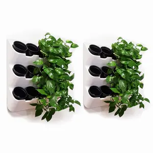 BOXSAND-24 Vertical Wall Planter Set (24"x50", White with Black Pots) – Living Wall for 24 Plants, Indoor/Outdoor Vertical Garden System, Easy 4-Screw Install