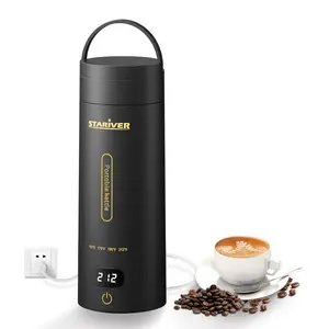 Travel Electric Kettle Portable Small Mini Tea Coffee Kettle Water Boiler, Water Heater with 4 Temperature Control,304 Stainless Steel with Auto Shut-Off & Boil Dry Protection, BPA-Free (Black)