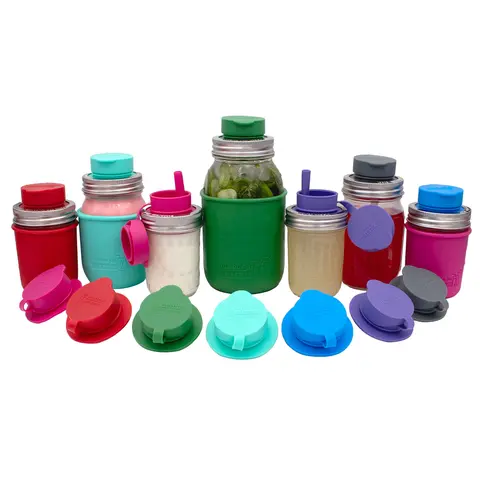 Pop-Up Sippy Straw Leak Resistant Silicone Lid for Regular Mouth Mason Jars