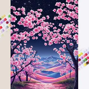 Cherry Blossom Tree Pattern DIY Diamond Arts Colorful Painting Kit without Frame, DIY 5D Diamond Arts Colorful Painting Kit, Wall Art Decor for Home, Diamond Art Kits