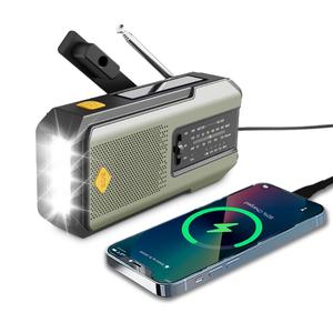 Emergency Weather Radio：AM/FM/WB Reception & Loud SOS Alarm，Hand Crank/Solar/USB Charging, Modern Design