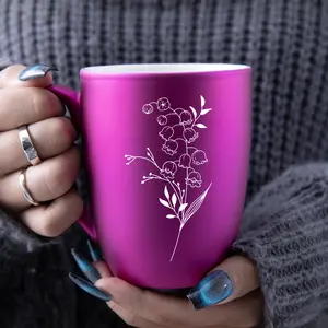 Birth Month Flower Pattern Coffee Mug, 1 Count Ceramic Coffee Cup, Water Cup, Tea Cup, Summer Winter Coffee Cup, Birthday Gift, Holiday Gift, New Year Gift