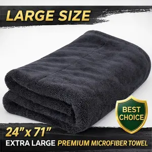 QIFOR Twisted Loop Drying Towel - 24"x71" Dual-Sided Microfiber Cloth, Super Absorbent Car Wash Accessory for 1-Pass Drying, Ultra-Thick Soft Scratch-Free Car Detailing Product