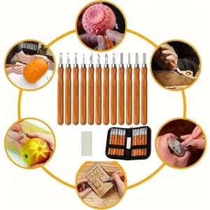 14 Pcs of Wood Carving Tools, Including 12 Carving Knives, 1 Tool Storage Bag, and 1 Sharpening Stone, DIY Carving and Beginner Tool Set, Textiles & Soft Furnishings