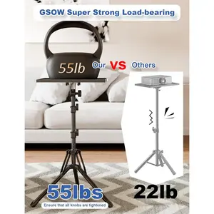 Projector Stand Tripod, Adjustable Height 26 to 56 Inch Laptop Tripod, Laptop Stand with Mouse Tray, Foldable Tripod for Projector with Carry Bag, Portable Podium Stand for Office, Home, Stage, DJ