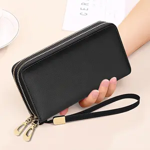 Women's large capacity RFID shielded leather handbag -24 card slots, coin pocket, ID card window, cash compartment, receipt slot, detachable wrist guard, storage bag.