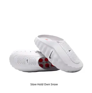 White Mule Slides, Red Cushioning Massage Outsole, Perforated Upper, Pre-Game Recovery Tech Slides