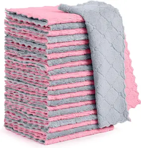 24 Pack Kitchen Cloth Dish Towels, Soft Premium Dishcloths, Highly Absorbent Multi-Purpose Dust and Stain Removal Cleaning Velvet Microfiber Hand