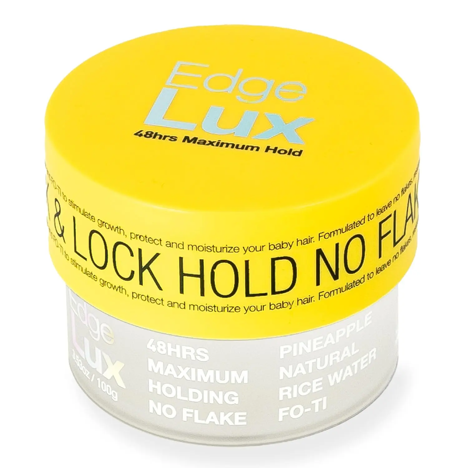 Edge Lux Scented Gel Edge Control - 48hr Long Hold Styling Gel for 4C Hair, with Castor Oil, Keratin, Biotin, Non-Flaking, 3.53oz (Pineapple)