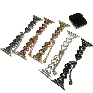 Stylish Love Apple Watch Band for Women, Solid Metal Bracelet Strap, Luxury iWatch Band Compatible with Series 10/9/8/7/6/SE, Elegant Jewelry Watch Band for Daily Outfit & Party Look