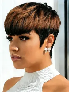 Pixie Wig Blonde Color Stylish Fashion Wig Pixie Cut Short Straight Wig for Women, Machine Made Wig for Daily and Party Use