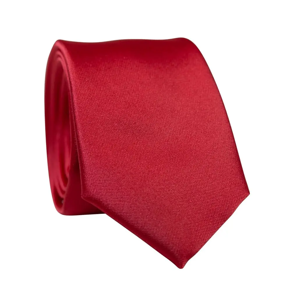 DAZI Men's Skinny Tie, Solid Satin Ties, 2.5" Wide Neckties, Solid Pure Color Formal Necktie (Coral)