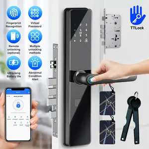 Electronic Smart Door Lock Fingerprint Door Lock with Keypad, APP Smart Lock for Front Door Children Proof IC Card, App Control & Mechanical Key