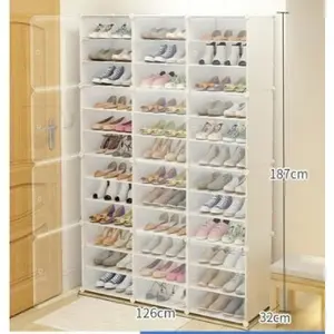 12 Tiers Dust-Proof Shoe Boxes 72 Pairs Modern Cube Storage Cabinet Rectangle Stackable Closet Shoe Box Storage Cabinet Organizer for DIY Home Bedroom Living Room Porch White (72 Pairs) Racks Display Shelf