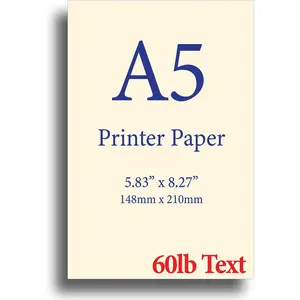 Cream A5 Printer Paper - 8.3"x 5.83" - 60lb Text (90 gsm) - 100 Sheets