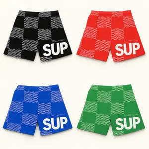 SUP SHORTS MONO Menswear Stylish with Functional Pockets & Adjustable Drawstrings for Active Wear Blue Checkered