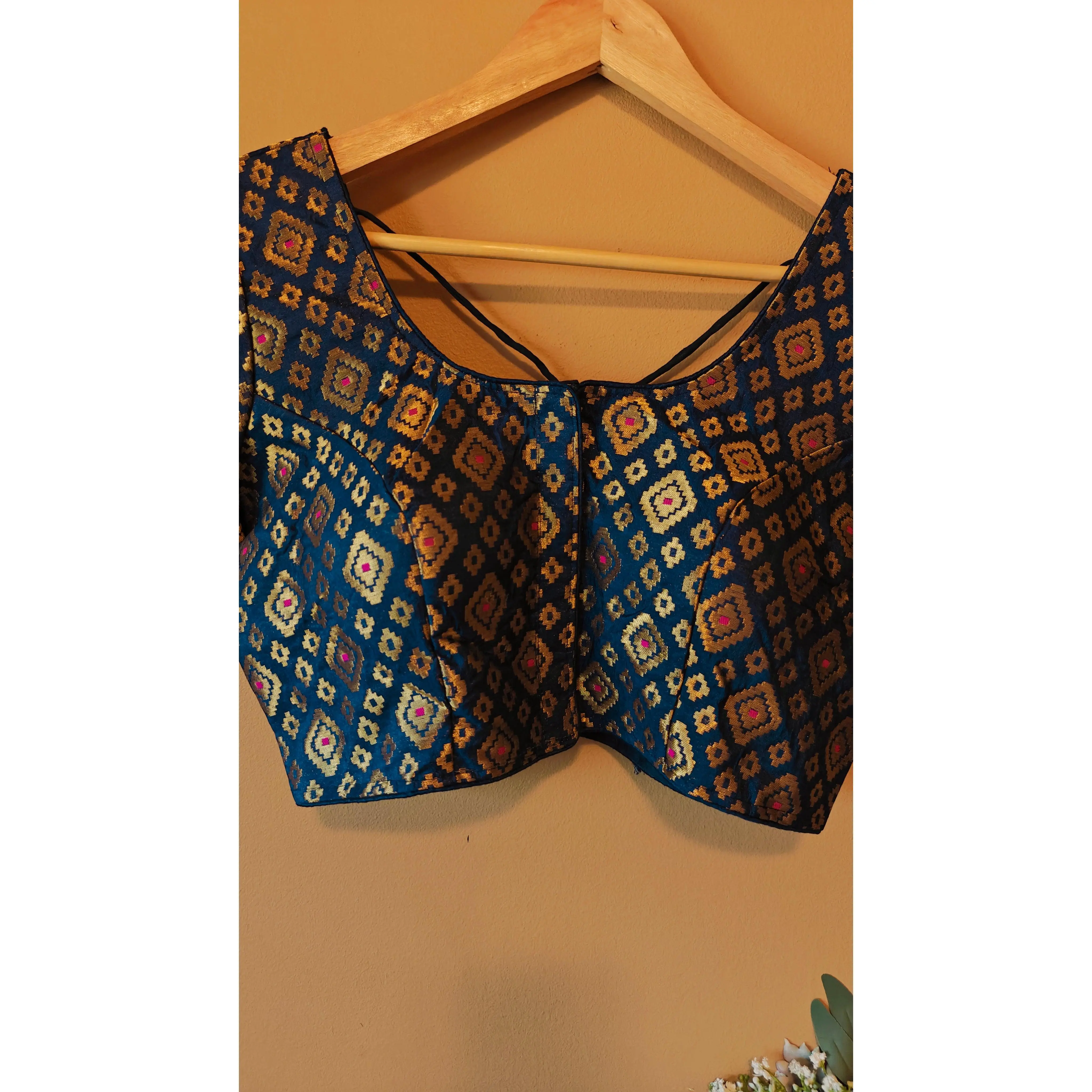 Blue Party Wear Designer Banarasi Silk Blouse