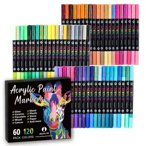 Acrylic Paint Markers Set, 96/120 Colors Dual Tip, DIY Art Supplies for Rock Painting, Canvas, Wood, Crafts, Back-To-School, Christmas Gift