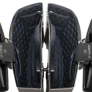 HOGWORKZ® Saddlebag Liners for Harley® CVO '23-'25 | Black w/ Blue Stitching