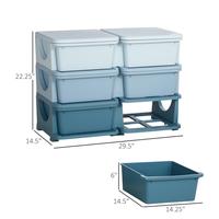 3 Tier, 6 Drawers, Blue