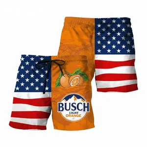 Men's Busch Light Orange Flag Shorts - Patriotic Summer Trunks  - Summer Shorts - 4th of July Outfit - Patriotic Shorts - Party Shorts - Vacation Outfit - Beer Lovers Gift - USA Style - Tropical Shorts - Summer Shorts