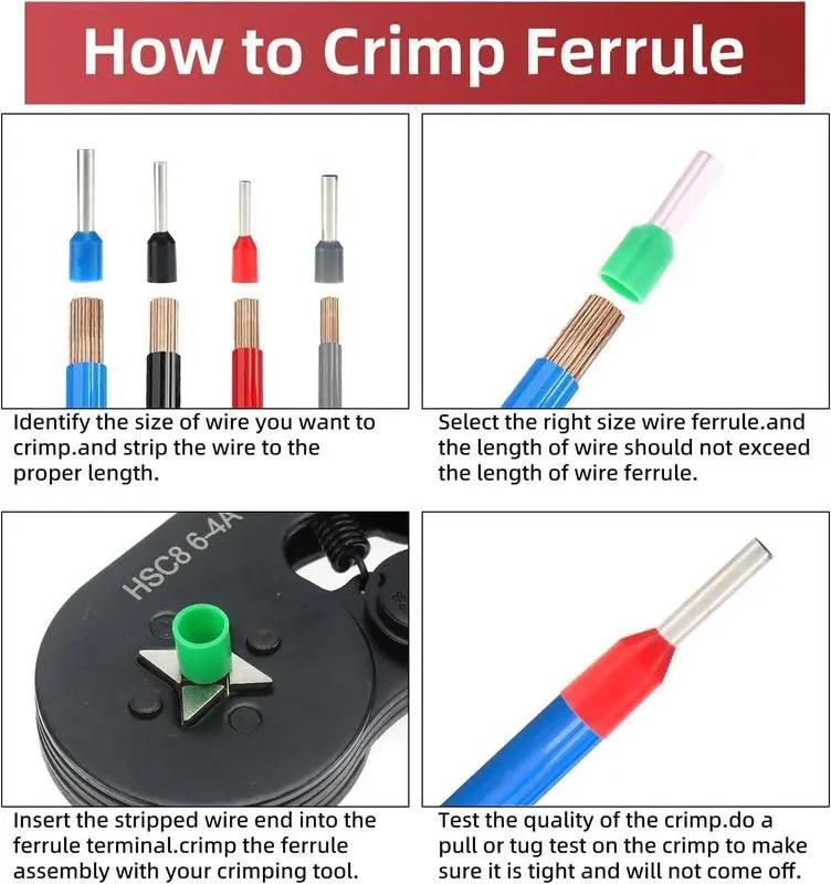 1200 PCS Ferrule Crimping Tool Kit with Hexagonal Ferrule Crimper Insulated Wire End Ferrules Terminals for household circuit