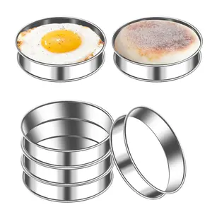 6 PCS English Muffin Rings 4 Inch Double Rolled Cookie Rings Nonstick Stainless Steel Crumpet Rings Round Pastry Rings for Home Baking Cooking Rings Set Tart Ring Molds for Cooking English Muffin
