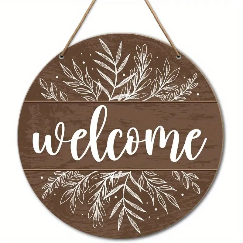 Farmhouse Style Rustic Design Wooden Welcome Sign, Home Decor Products, Outdoor Wall Decor for Porch, Home, Office Door, Housewarming Gift, Unisex, 9.2x9.2 Inches