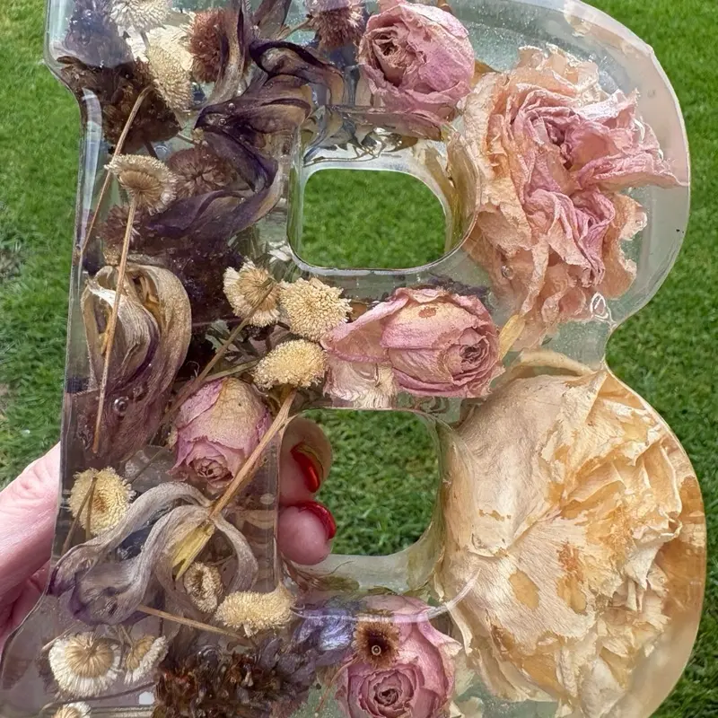 Real Preserved Flower Initial Decor