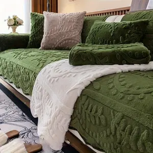 Thickened non-slip wool sofa cover style , anti-scratch and anti-wear suitable for pets, soft fabric leather couch , suitable for living room machine washable sofa protector